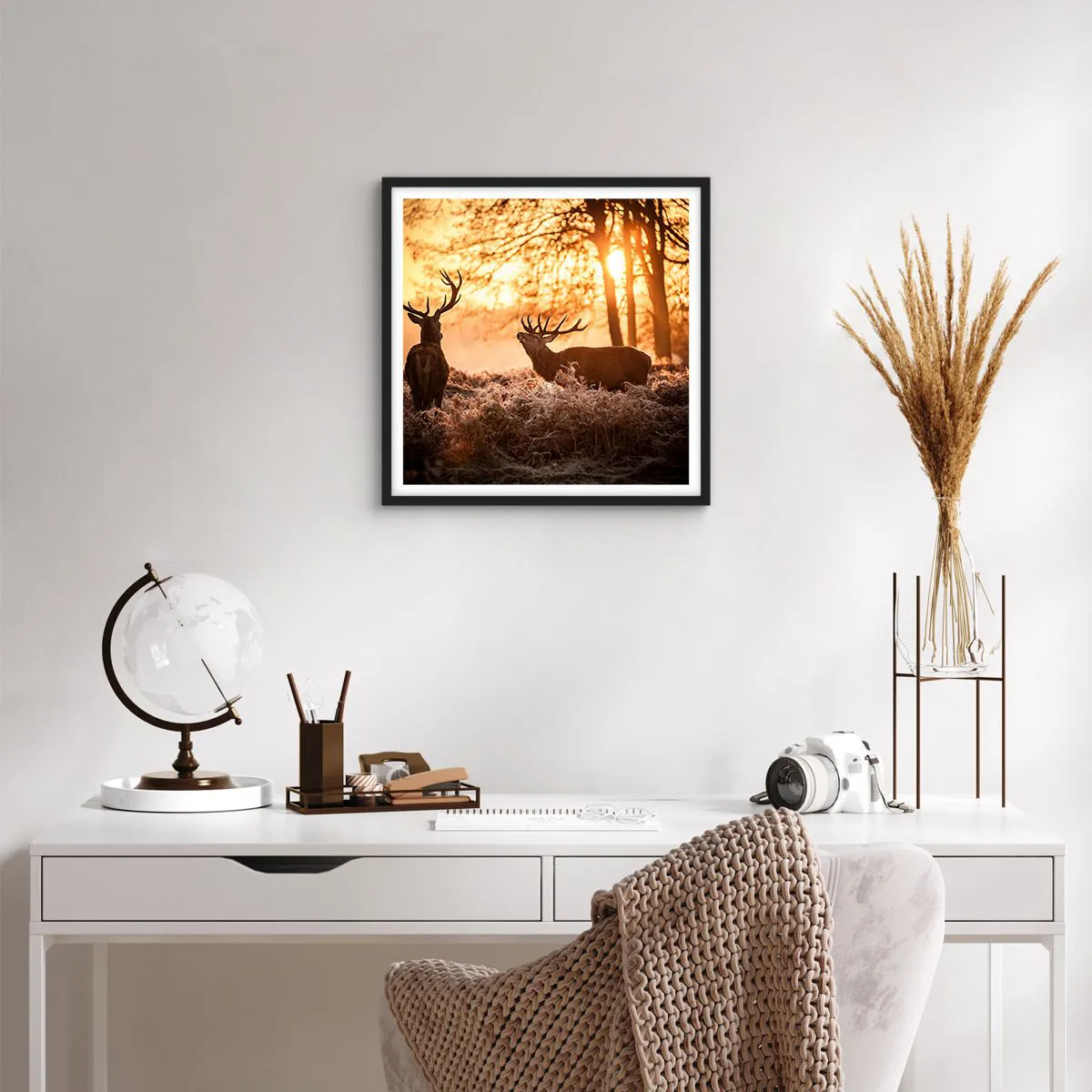 Poster in einem schwarzem Rahmen - Der Traum eines Jägers - 40x40 cm