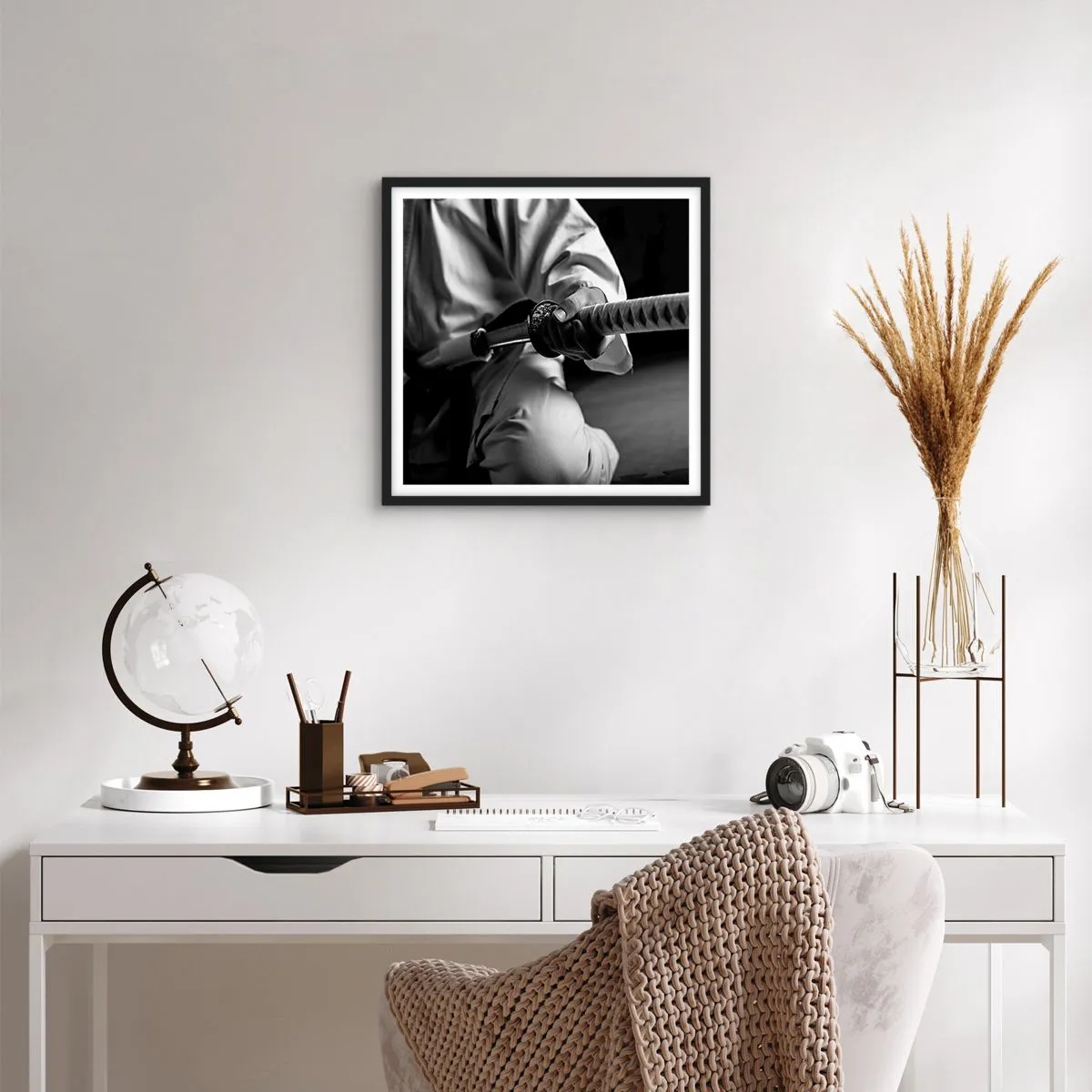 Poster in einem schwarzem Rahmen - Kriegerseele - 40x40 cm