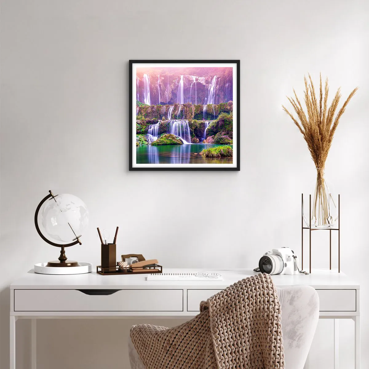 Affiche dans un cadre noir - Poster - Escalier vers le ciel - 40x40 cm