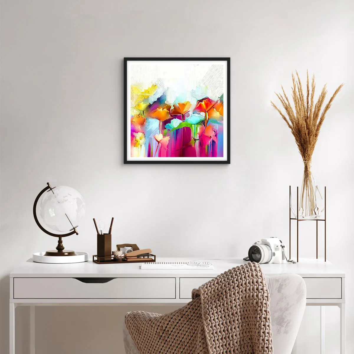 Affiche dans un cadre noir - Poster - L'arc-en-ciel s'est épanoui - 40x40 cm