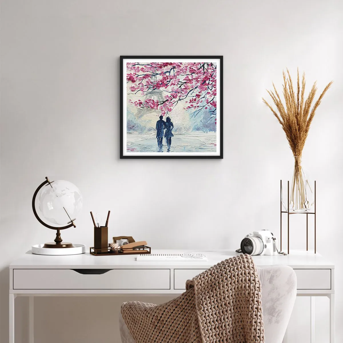 Plagát v čiernom ráme - Romantická prechádzka - 40x40 cm