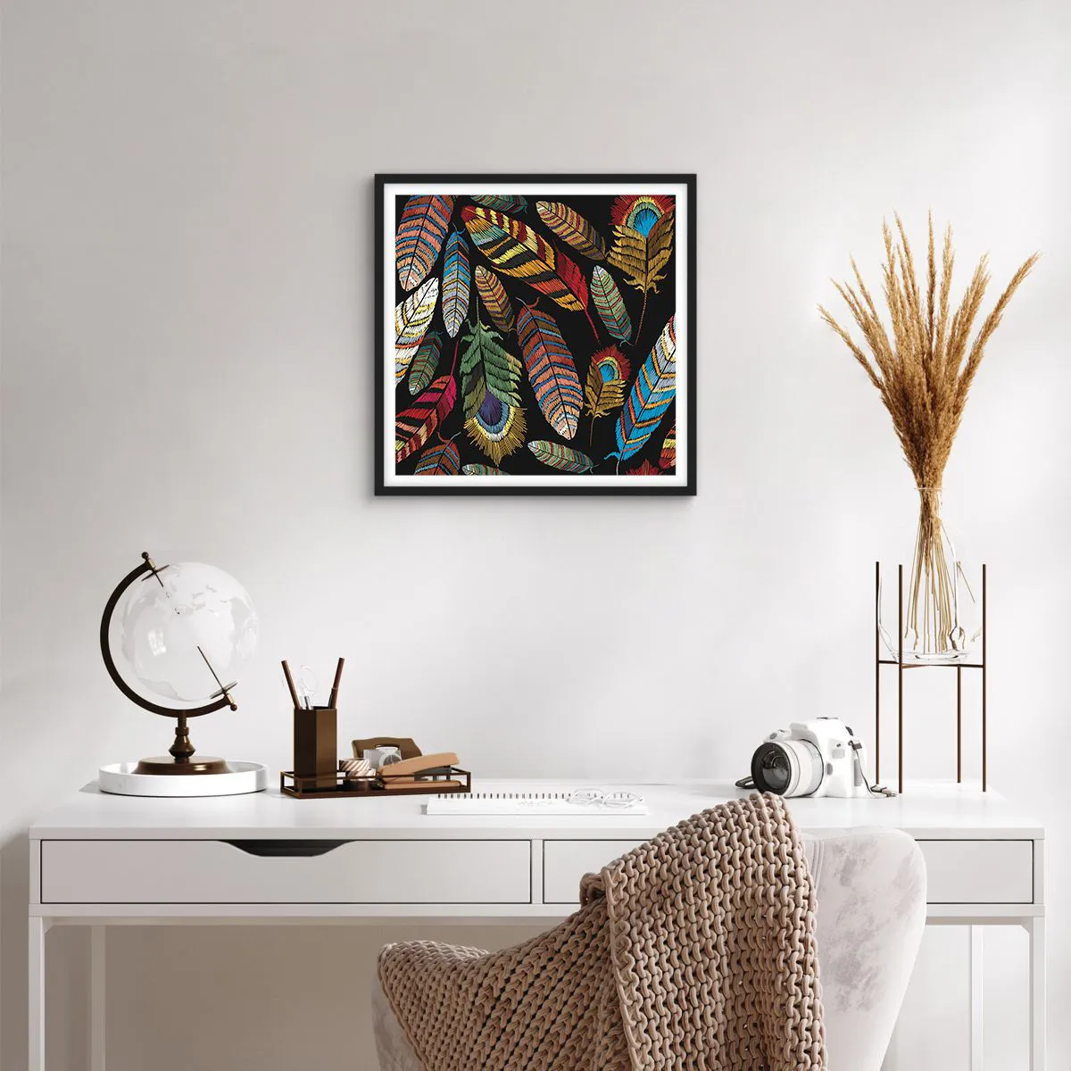 Plakat i sort ramme - Fuglekarneval - 40x40 cm