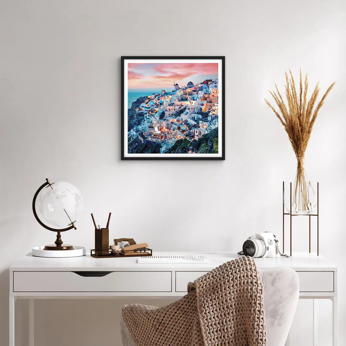 Poster în ramă neagră - Vacanța ta grecească - 40x40 cm