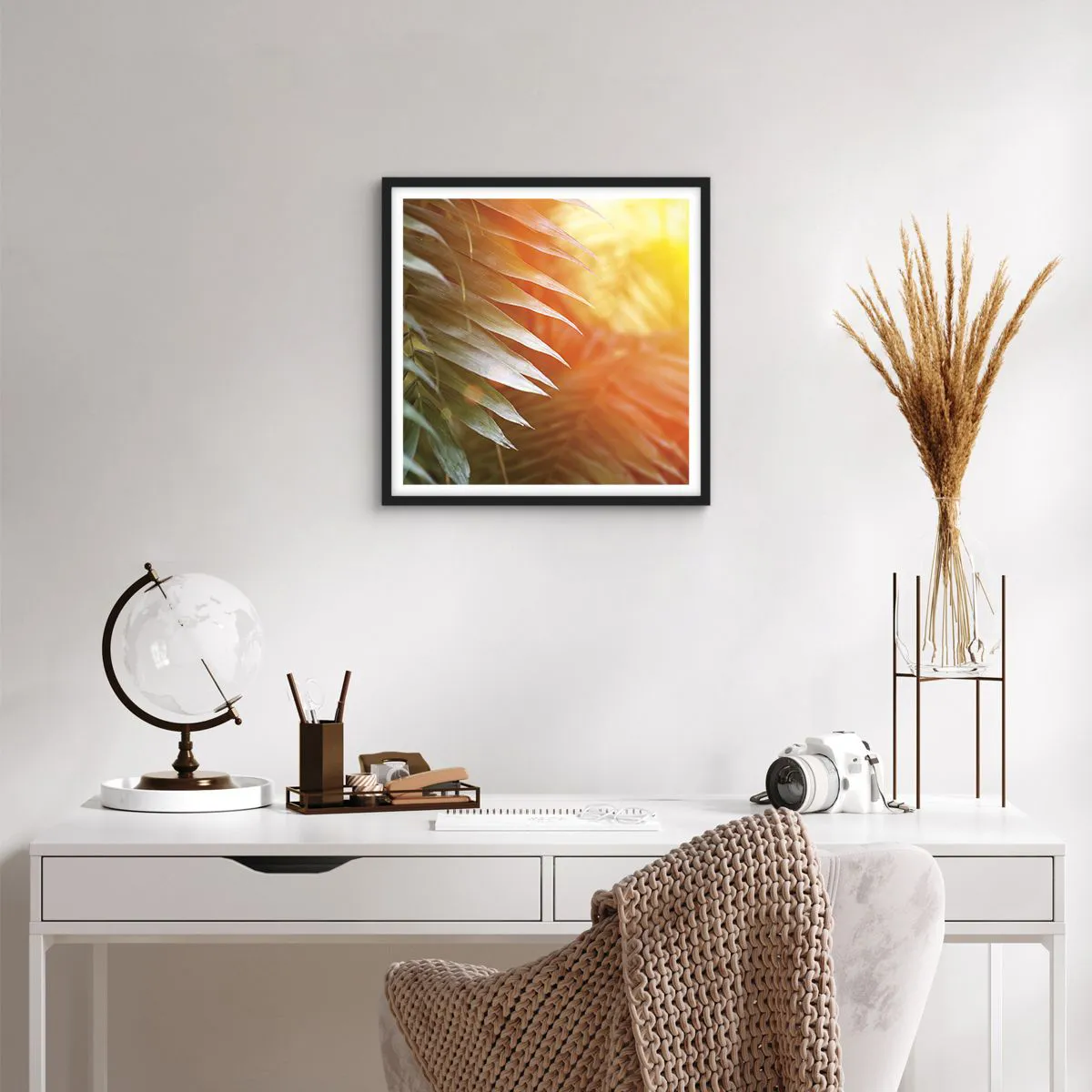 Plakat i sort ramme - Morgen i junglen - 40x40 cm