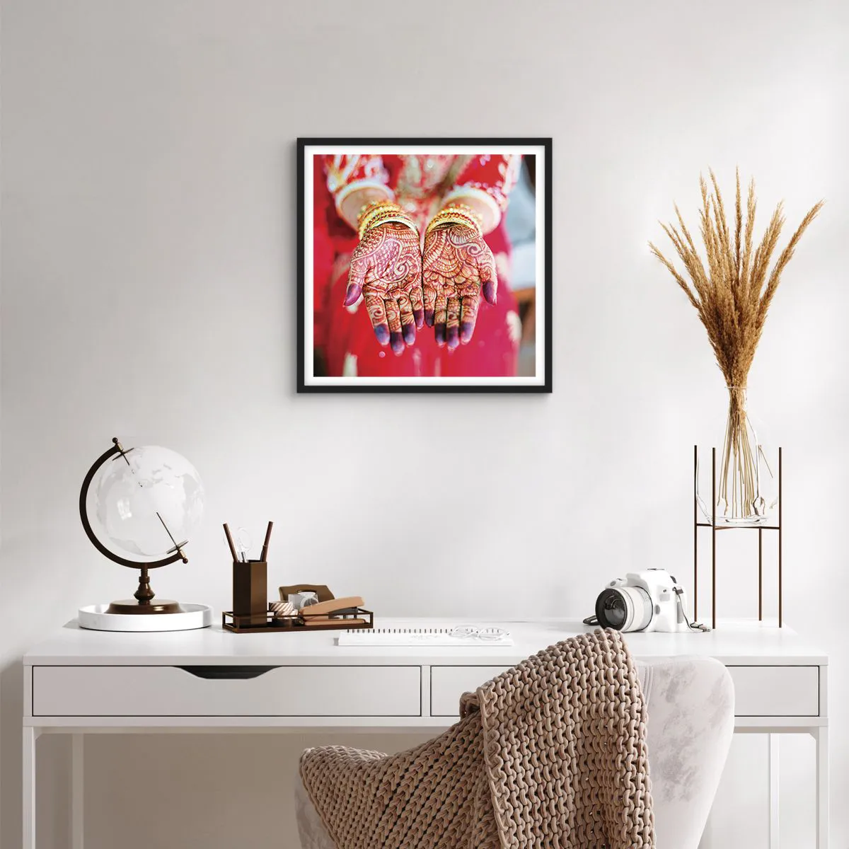 Poster in einem schwarzem Rahmen - Bereit, das Glück zu fangen? - 40x40 cm