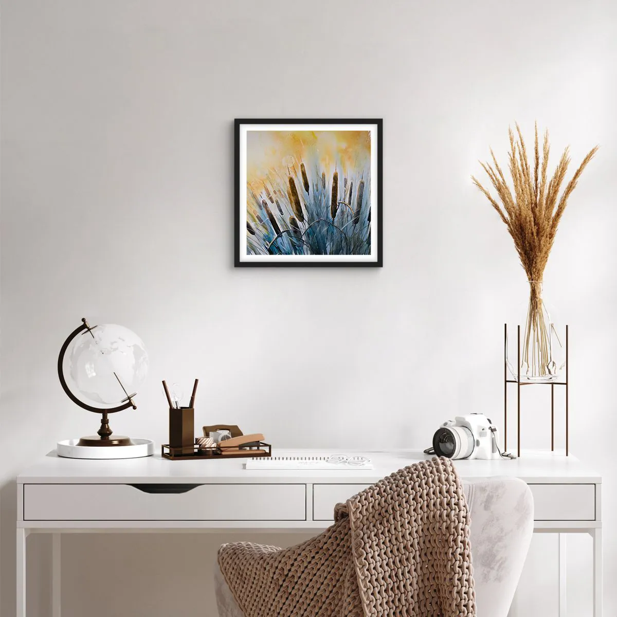 Plakat i sort ramme - Vandets kulde, solens varme - 40x40 cm