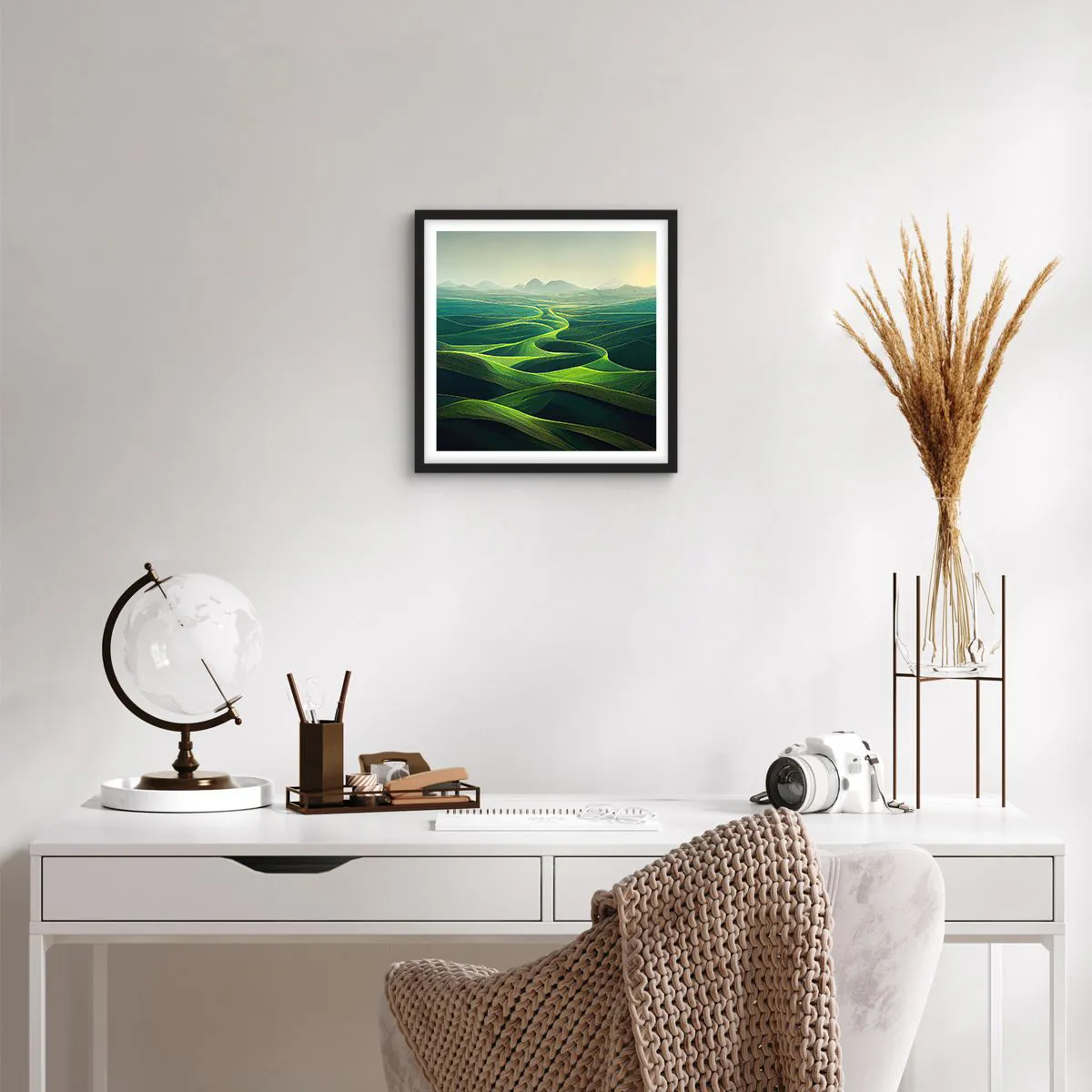 Poszter fehér keretben - Zöld völgyekben - 40x40 cm