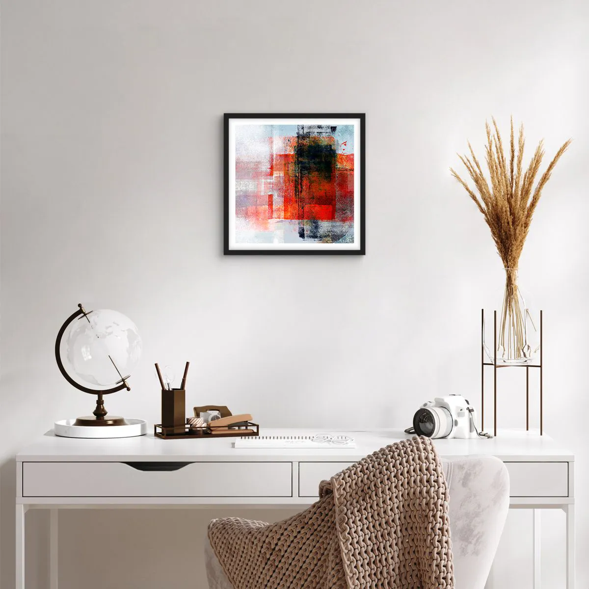 Poster in een zwarte lijst - Een gloeiende compositie - 40x40 cm