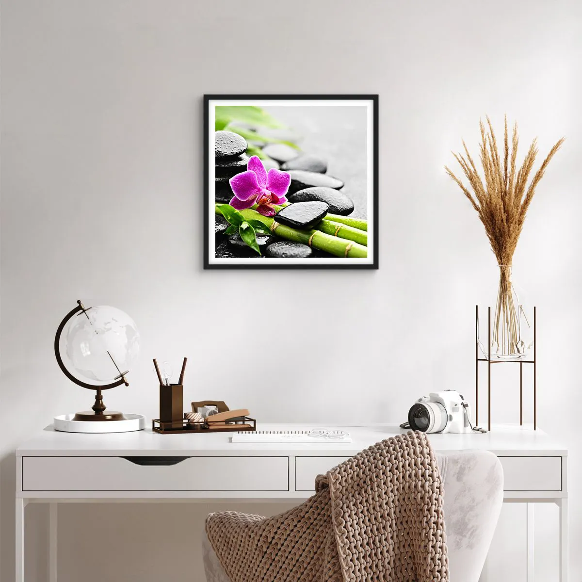 Affiche dans un cadre noir - Poster - Dans un équilibre de calme - 50x50 cm
