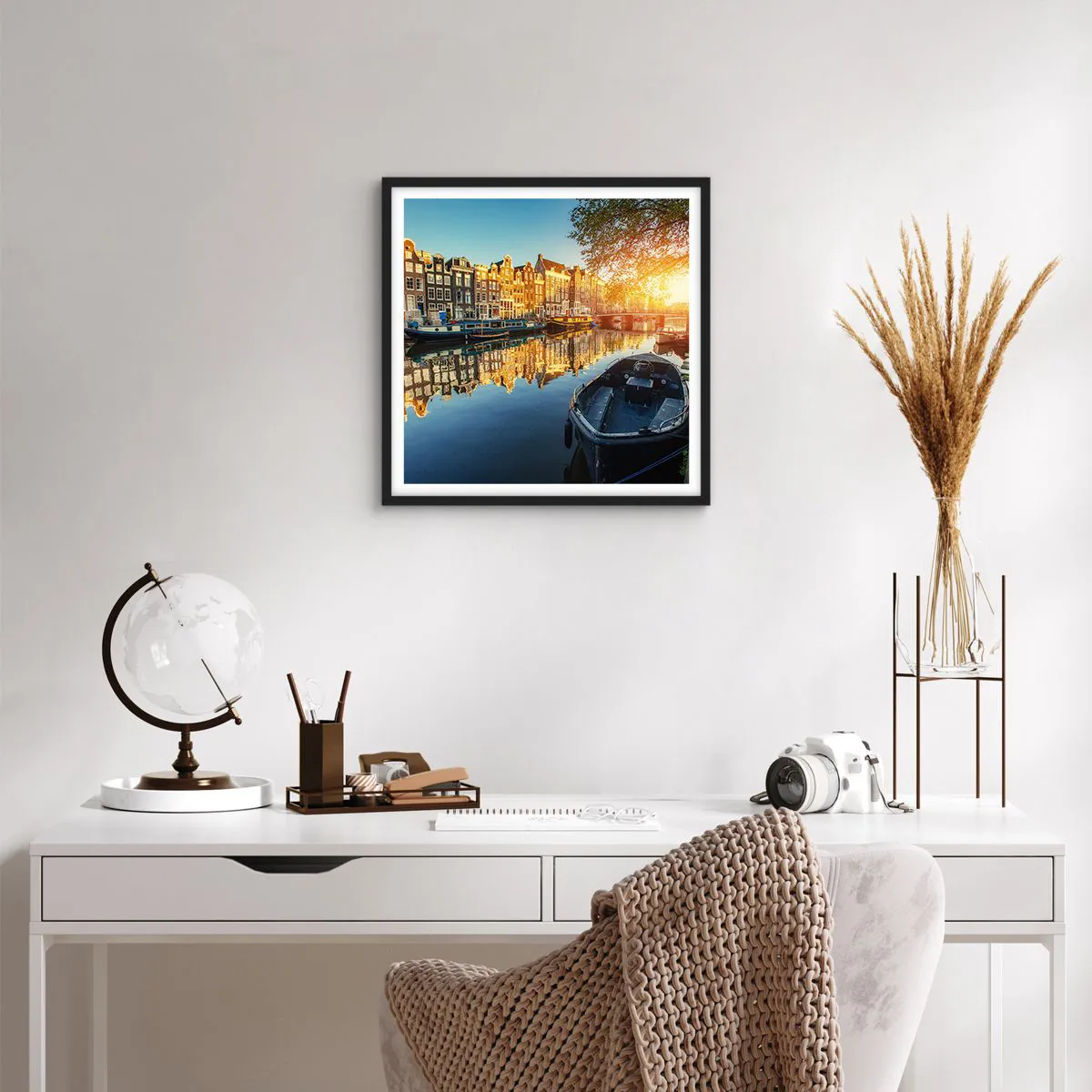 Poster in black frame - Morning in Amsterdam - 50x50 cm