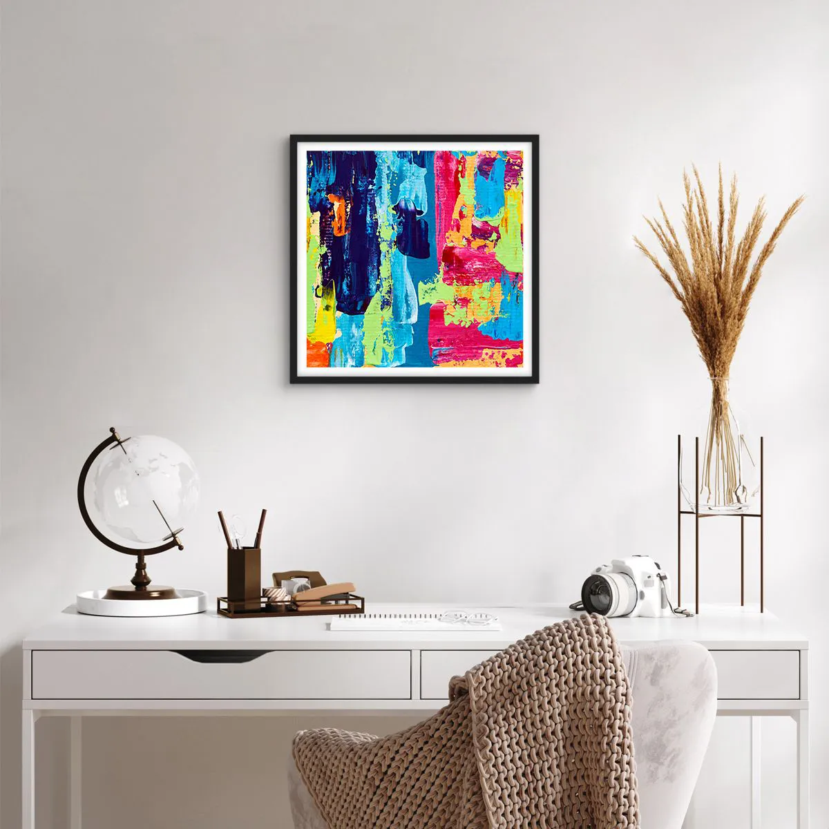 Plakat w czarnej ramie - Życie jest piękne! - 50x50 cm