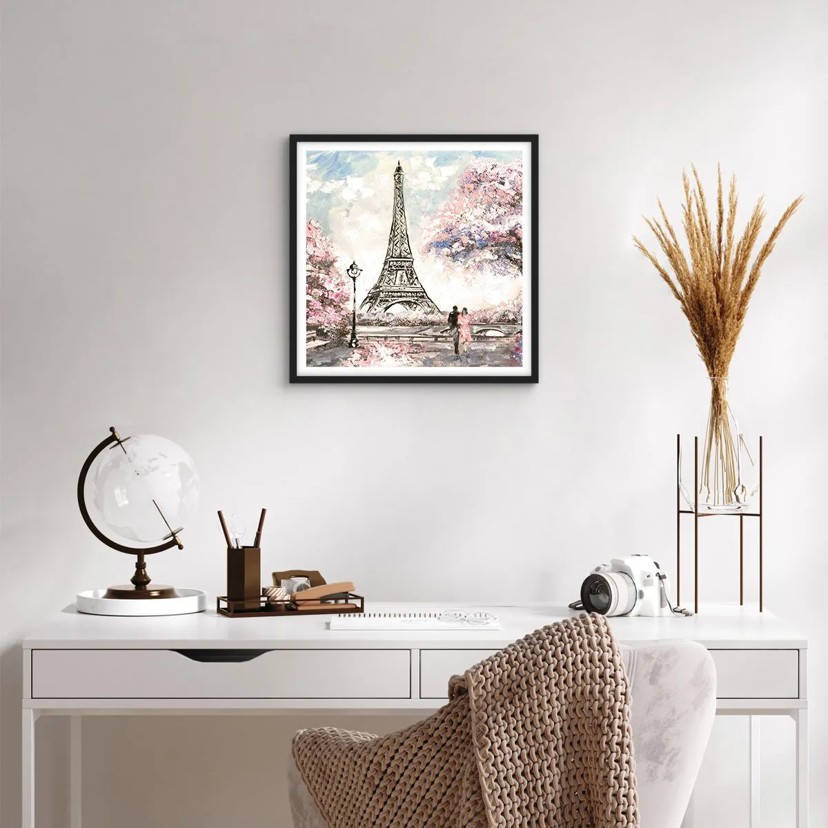 Affiche dans un cadre noir - Poster - Balade d'avril à Paris - 50x50 cm