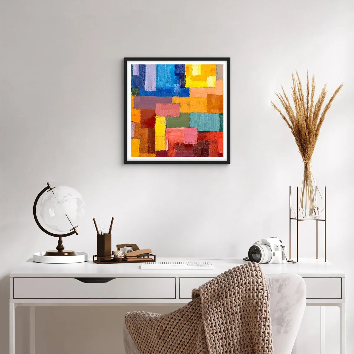 Pôster com moldura preta - Cada um diferente, todos coloridos - 50x50 cm