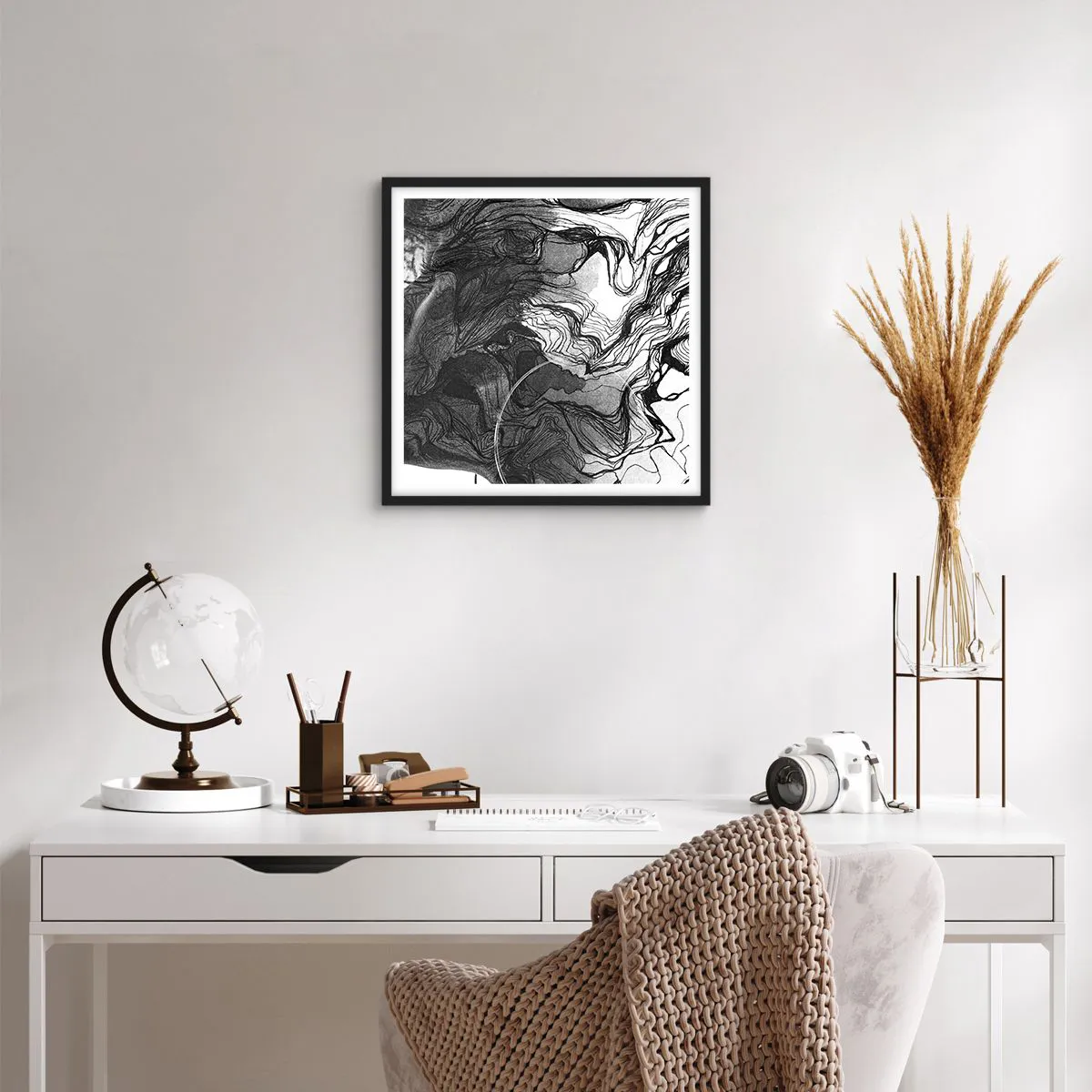 Affiche dans un cadre noir - Poster - Emmêlé dans les rêves - 50x50 cm