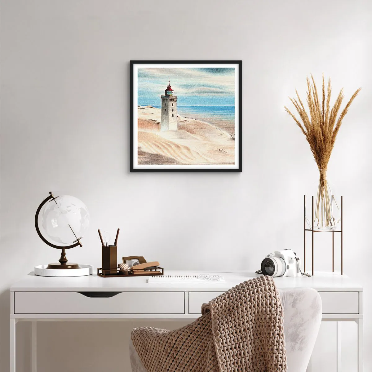 Affiche dans un cadre noir - Poster - Toujours regarder la mer - 50x50 cm