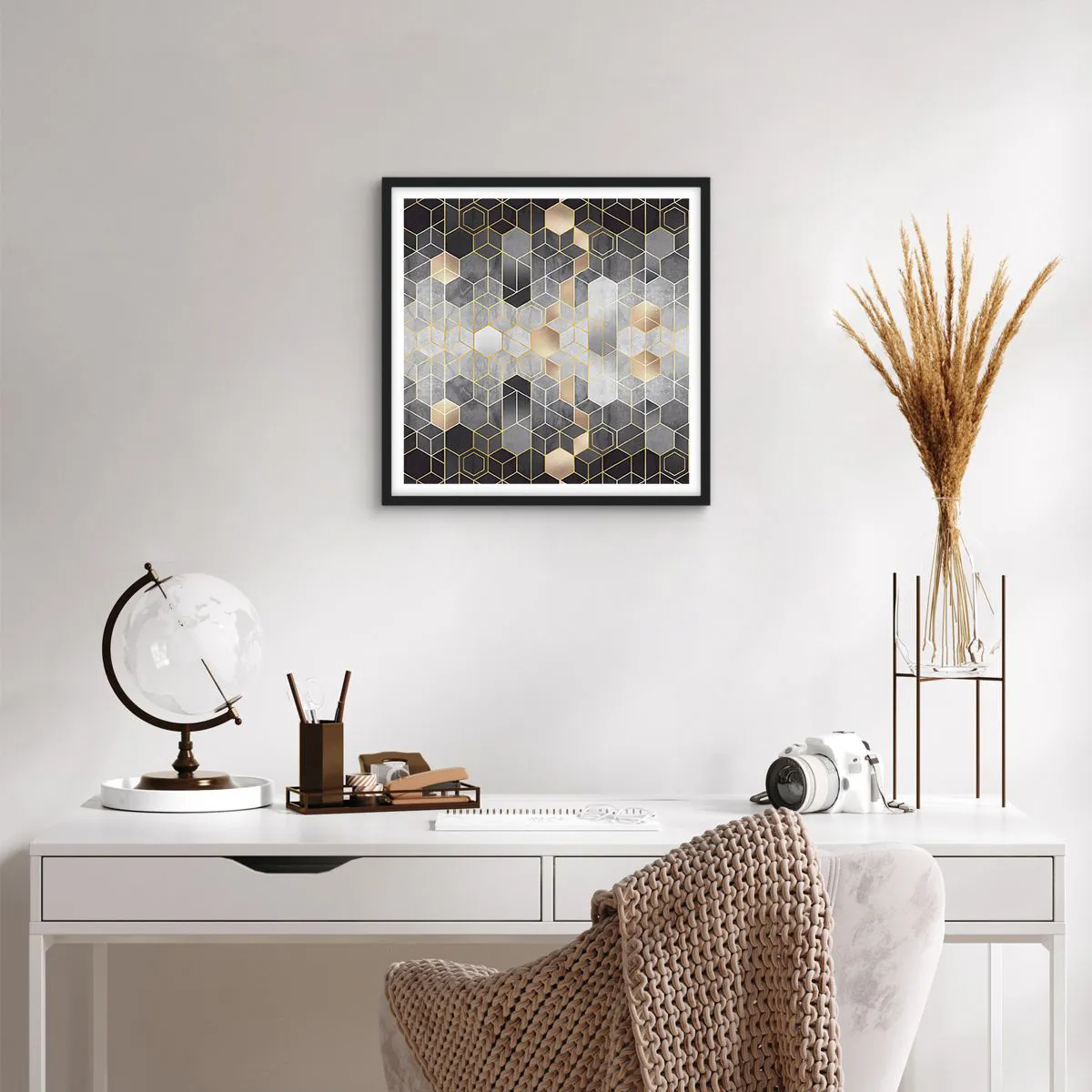 Plakát v černém rámu - Diamantová kompozice - 50x50 cm