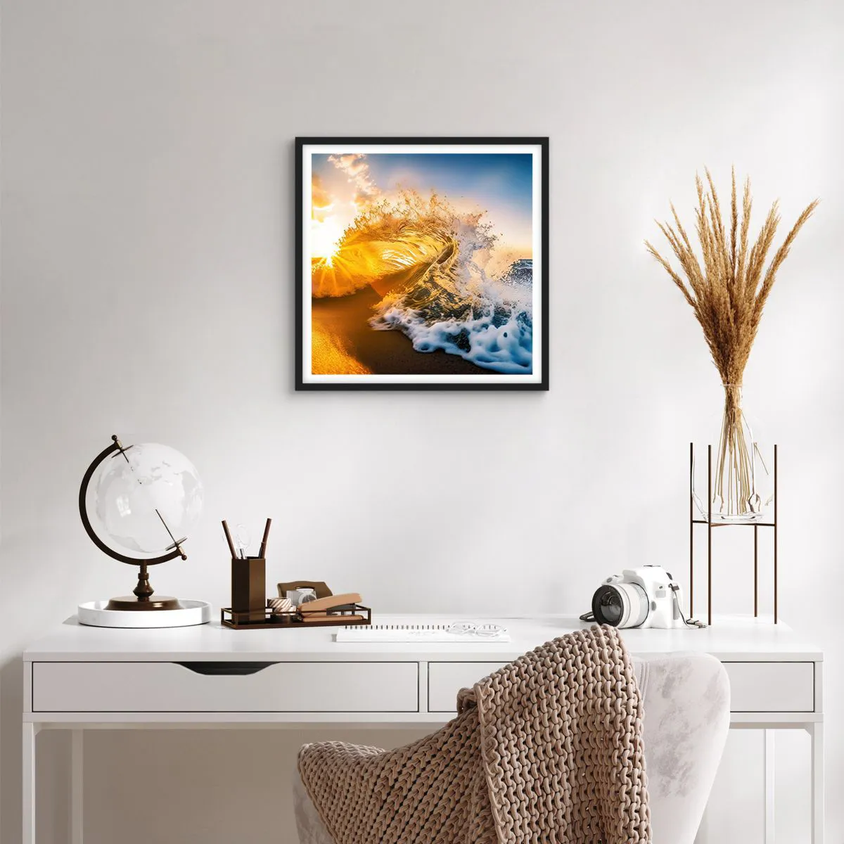 Poster in black frame - Playing with Sand - 50x50 cm