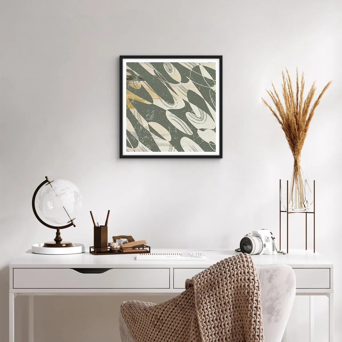 Poster in een zwarte lijst - Ritmische abstractie - 50x50 cm