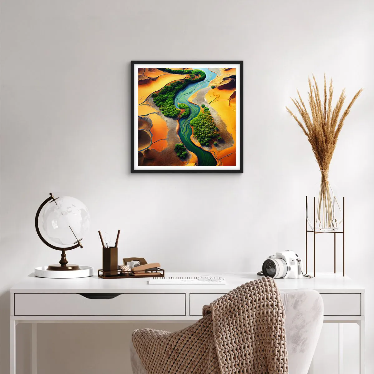 Poster in einem schwarzem Rahmen - Lebensspendender Fluss - 50x50 cm