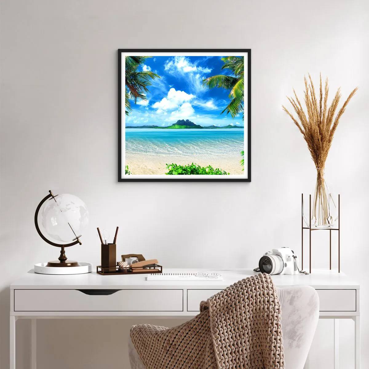 Plakat w czarnej ramie - Lazur tropików - 60x60 cm