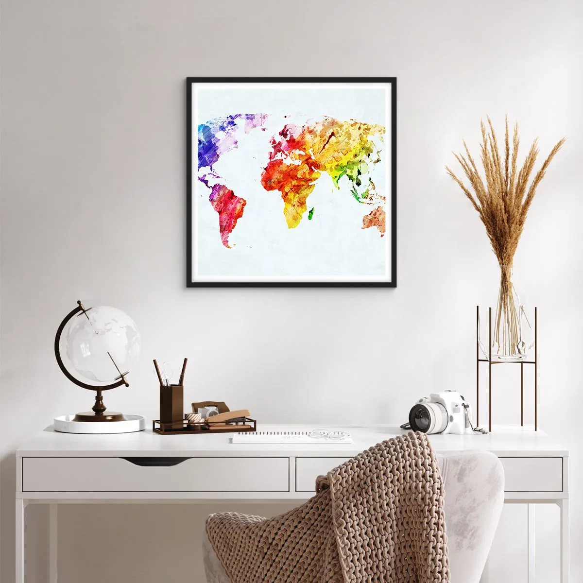 Poster in cornice nera - Tutti i colori del mondo - 60x60 cm