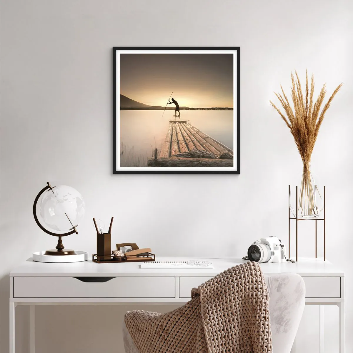 Plakat i sort ramme - Før du hviler - 60x60 cm