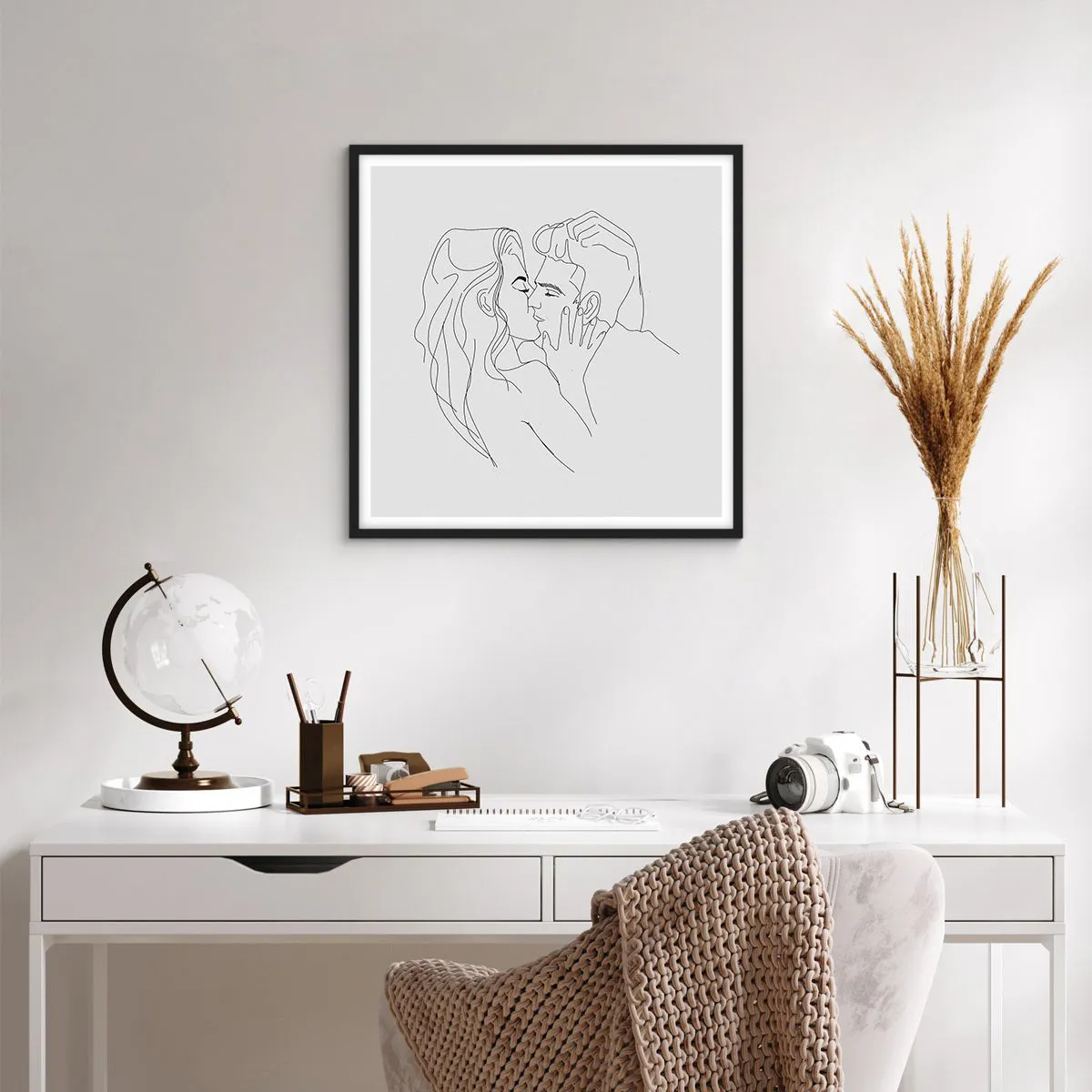 Plakat i sort ramme - I samme linje - 60x60 cm