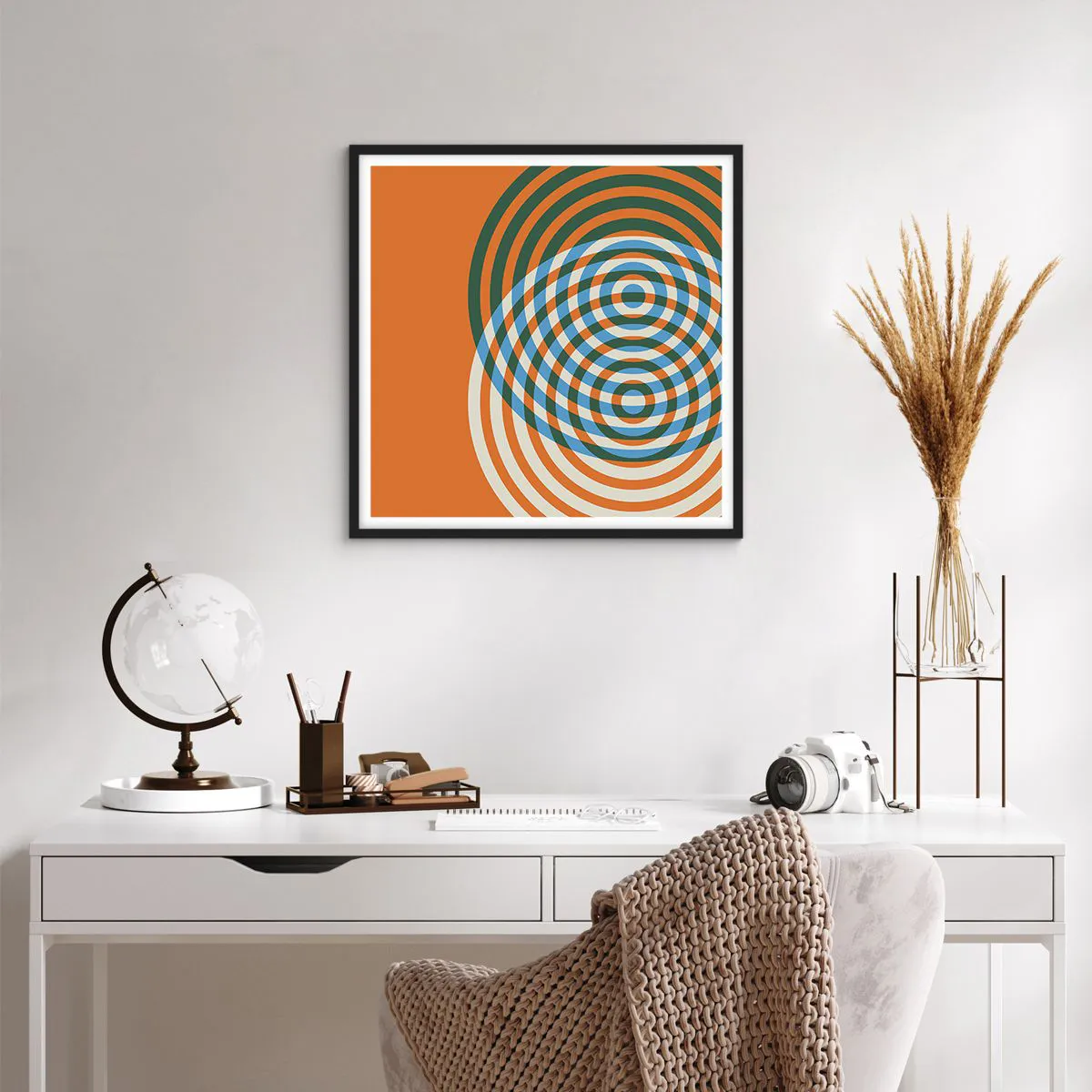 Affiche dans un cadre noir - Poster - Variation circulaire abstraite - 60x60 cm