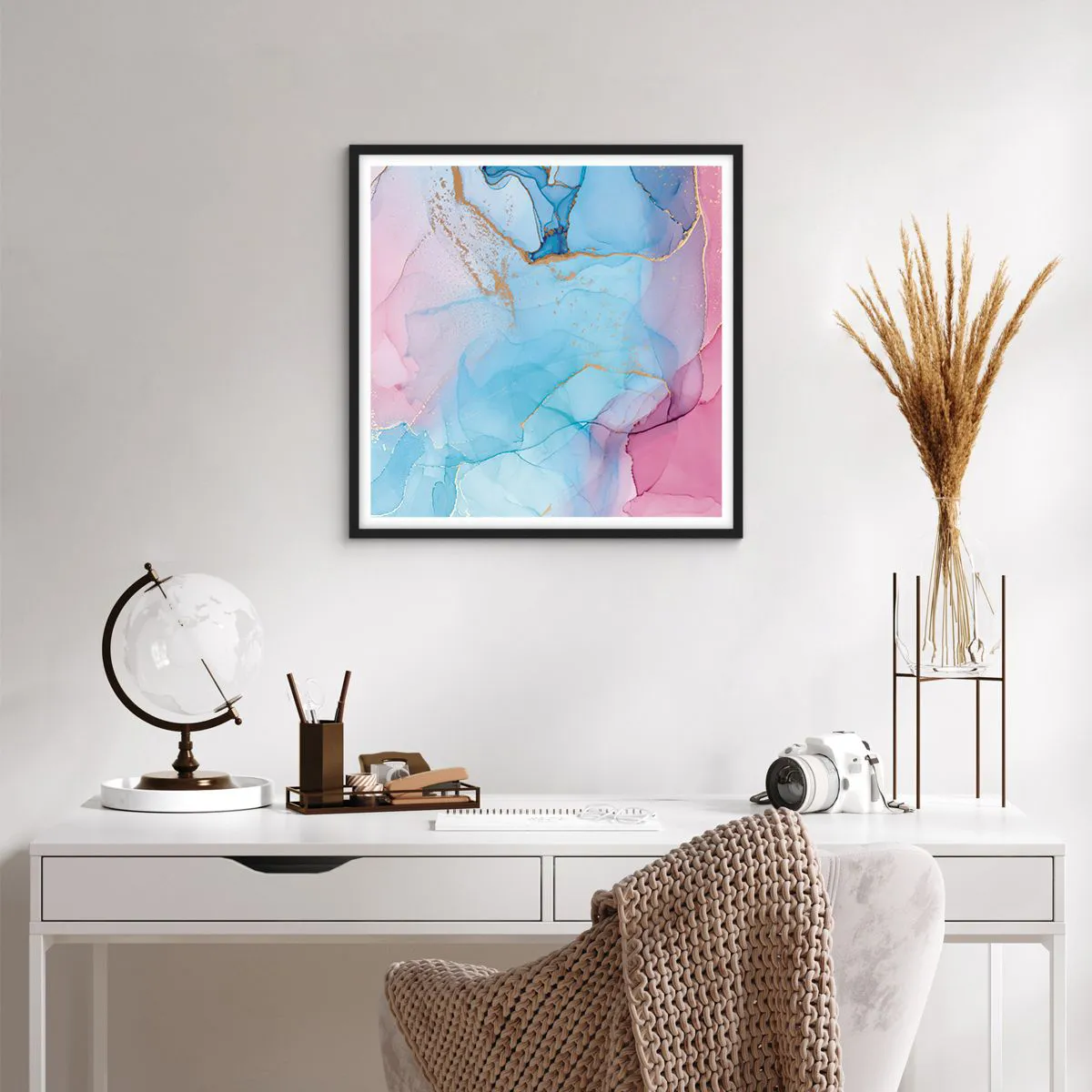 Plakat i sort ramme - Møde og gennemtrængning - 60x60 cm