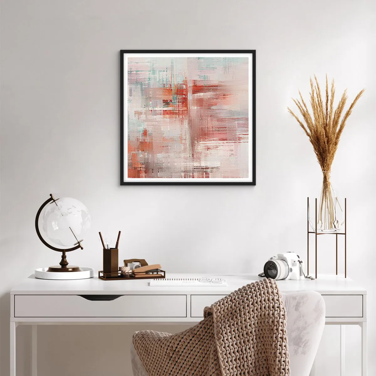 Plakat i sort ramme - Diset. Hvor er dog det lyserødt - 60x60 cm