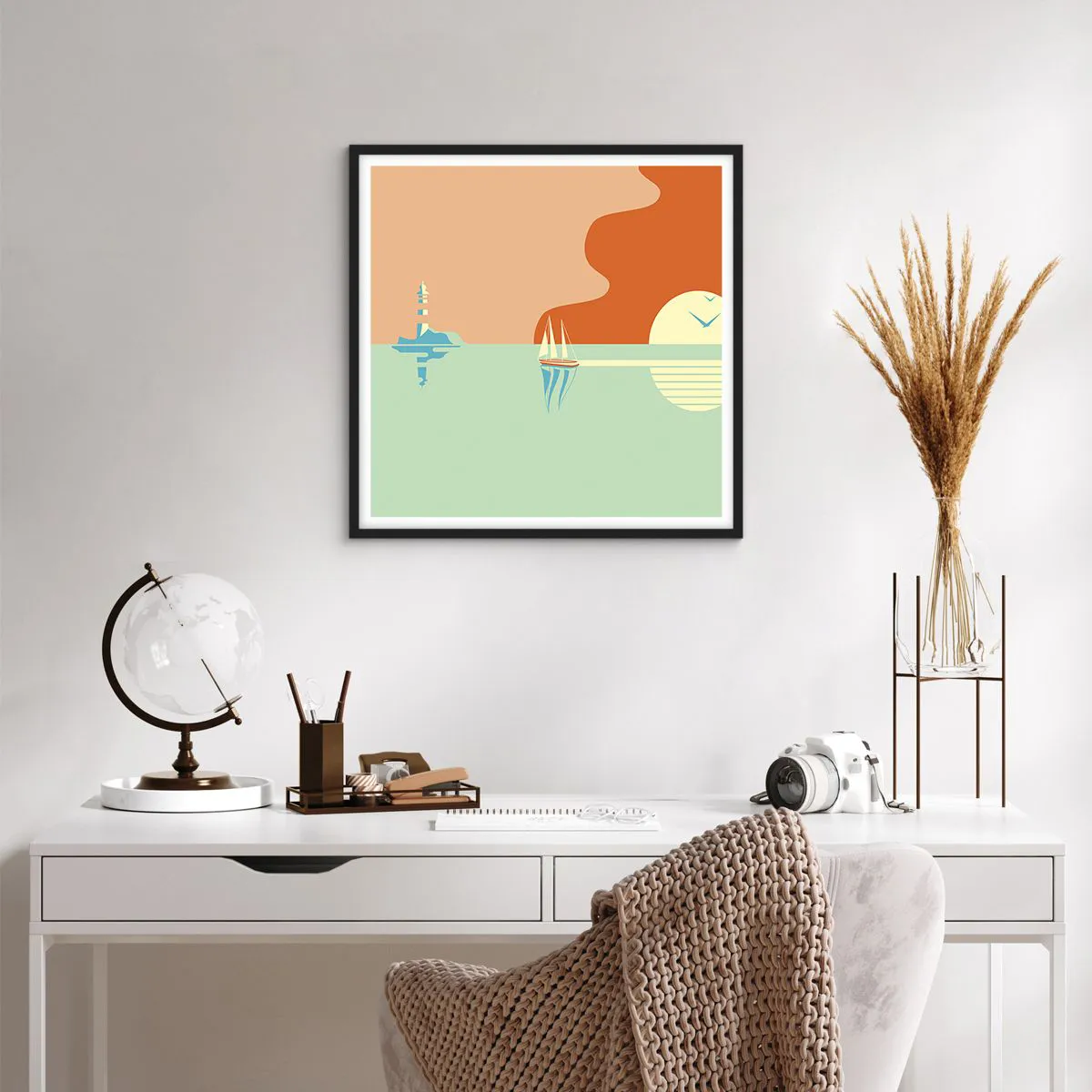 Plakat i sort ramme - Det perfekte havlandskab - 60x60 cm