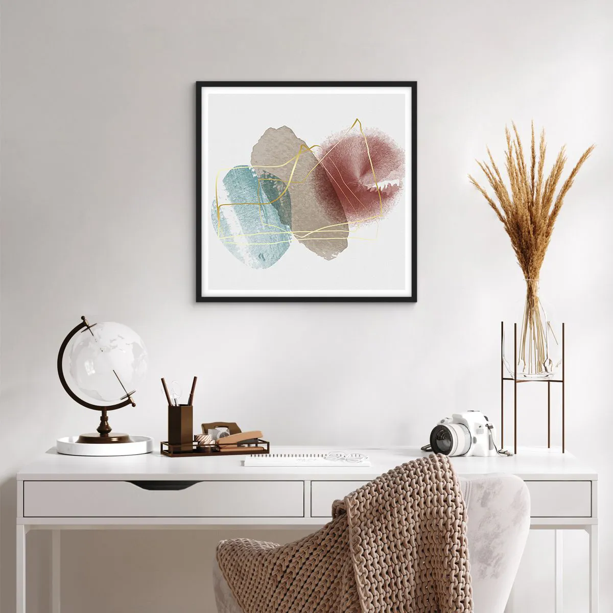 Plakat i sort ramme - Rummets perler - 60x60 cm