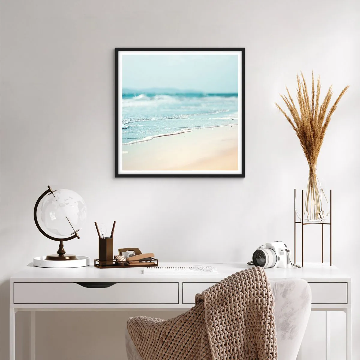 Pôster com moldura preta - Calor e ruído - 60x60 cm