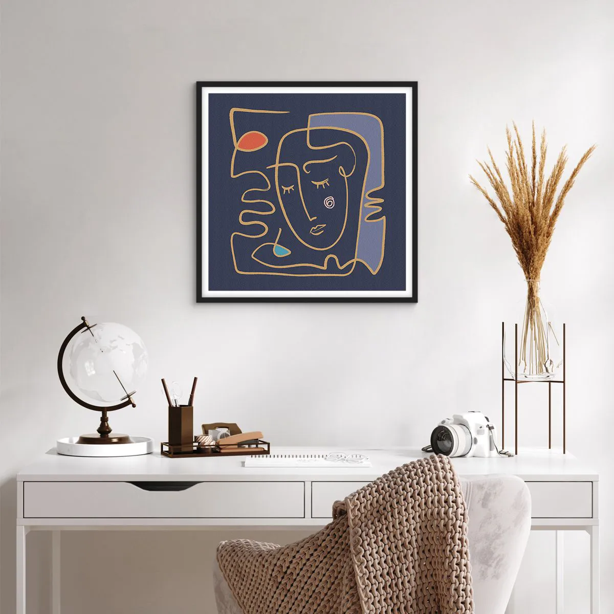 Poster in einem schwarzem Rahmen - In Gedanken - 60x60 cm