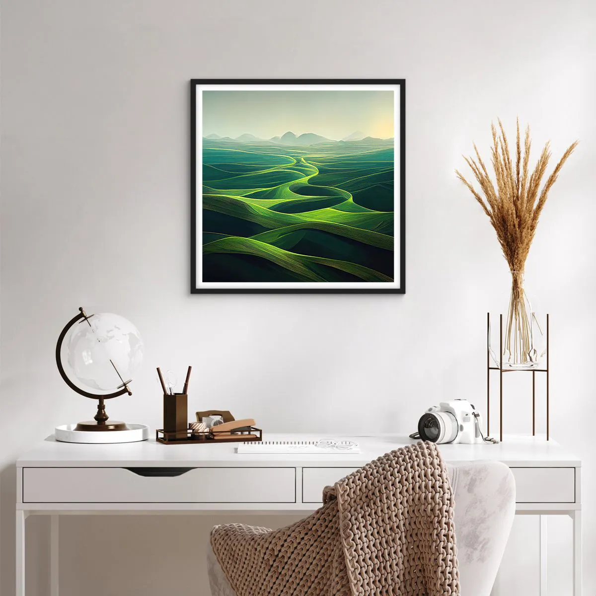 Affiche dans un cadre noir - Poster - Dans les vallées verdoyantes - 60x60 cm