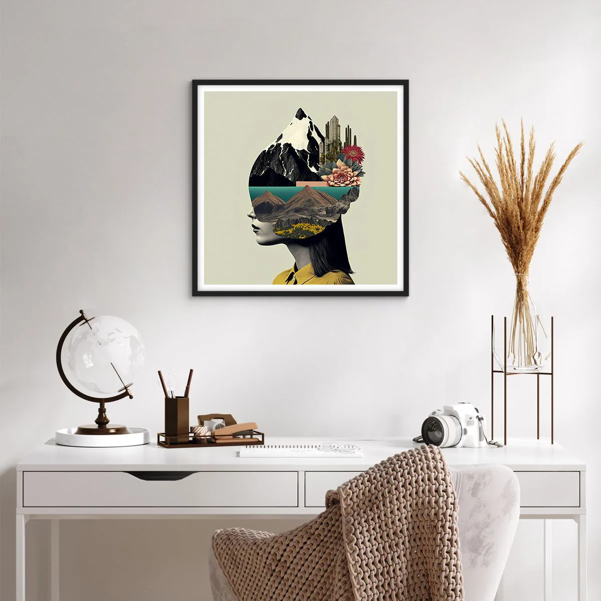 Poster in einem schwarzem Rahmen - Frau – bleibt immer ein Geheimnis - 60x60 cm