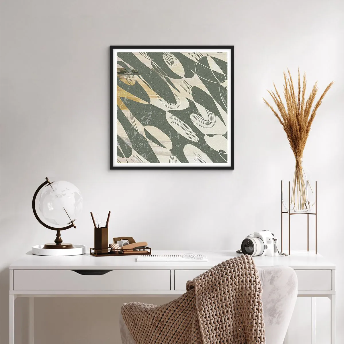 Poster in een zwarte lijst - Ritmische abstractie - 60x60 cm