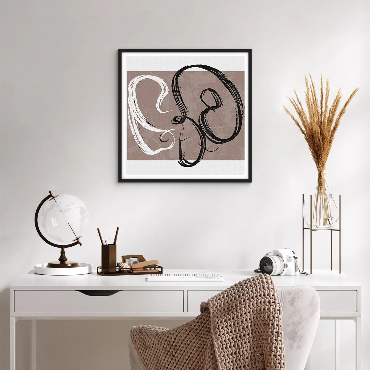 Affiche dans un cadre noir - Poster - Composition – la recherche de la plénitude - 60x60 cm