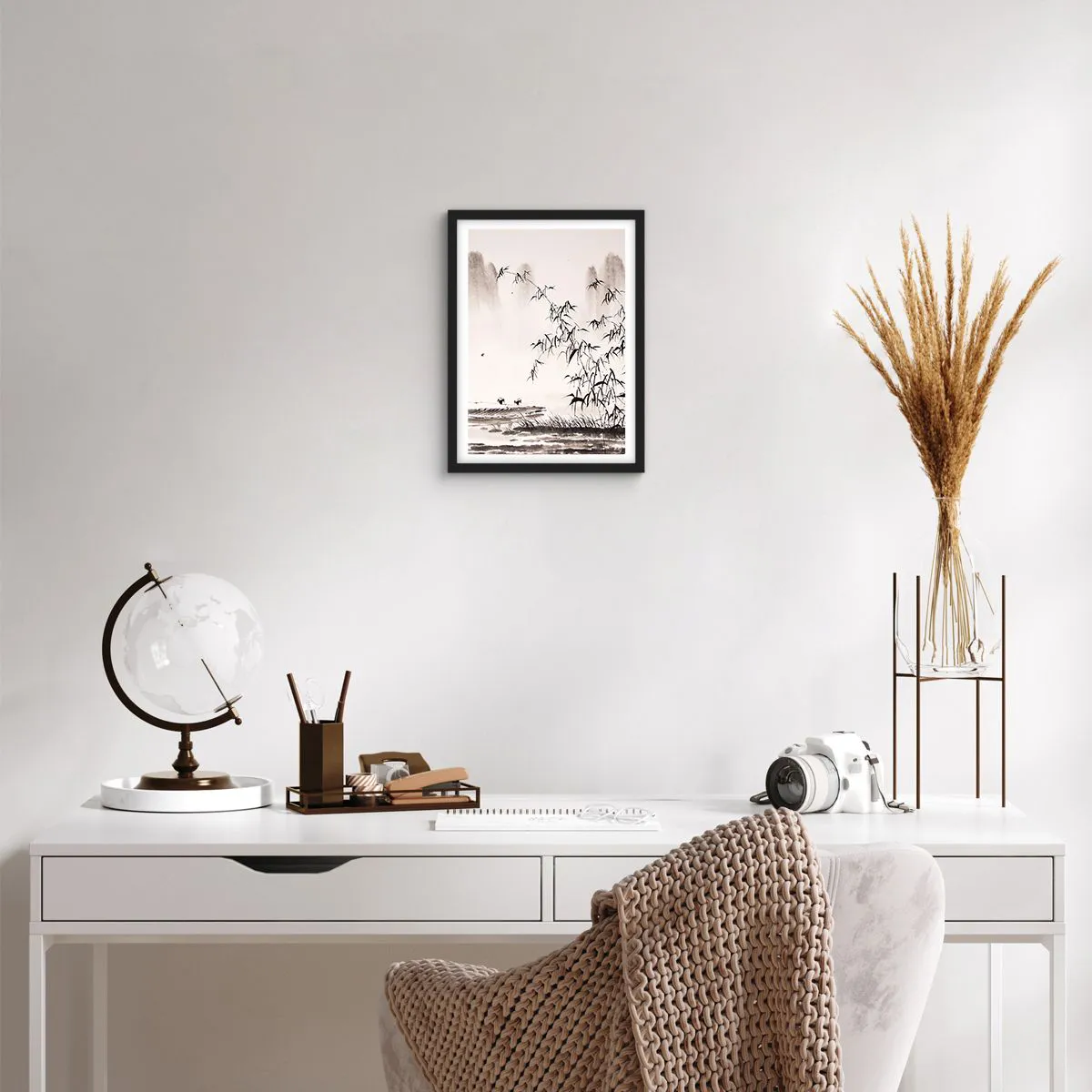 Poster in cornice nera - Il silenzio dei campi di riso - 30x40 cm