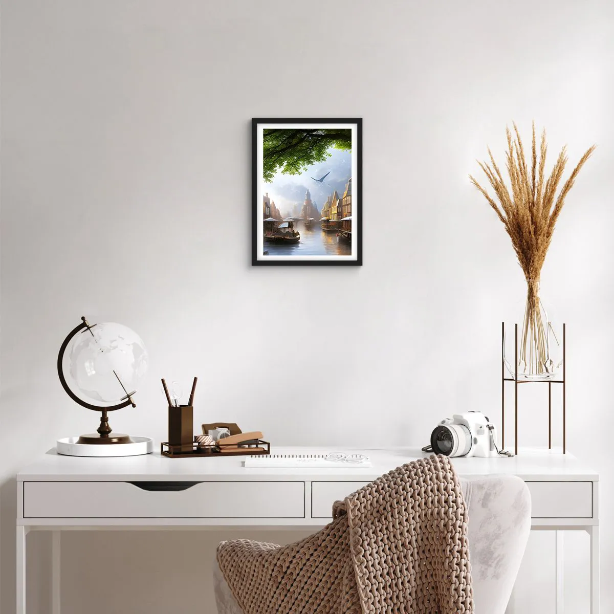 Poster in een zwarte lijst - Hollands stadsbeeld - 30x40 cm