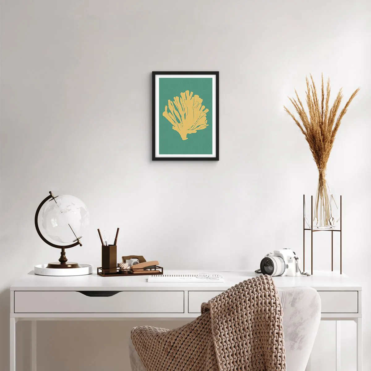 Póster en marco negro - Arbusto de un bosque submarino - 30x40 cm