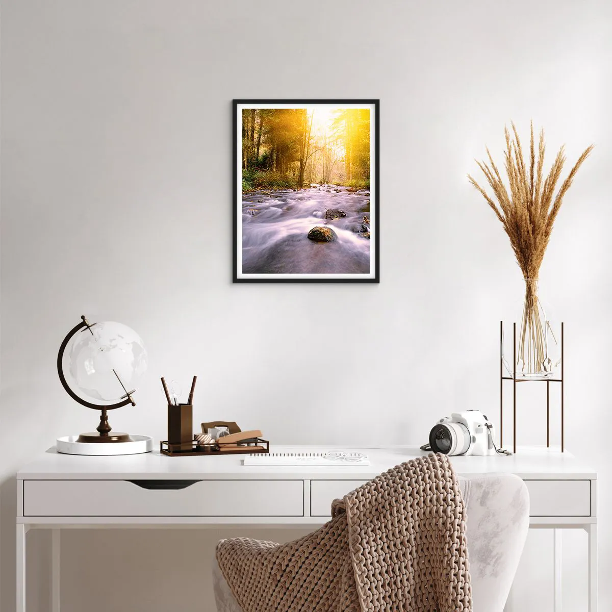 Poster in een zwarte lijst - Malachiet in een zilveren en gouden lijst - 40x50 cm