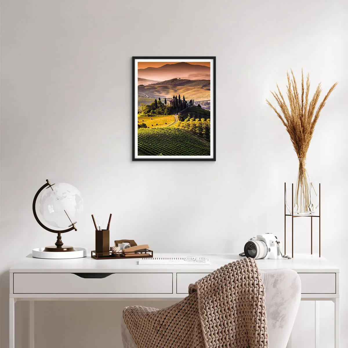 Affiche dans un cadre noir - Poster - Arcadie - le paysage toscan - 40x50 cm