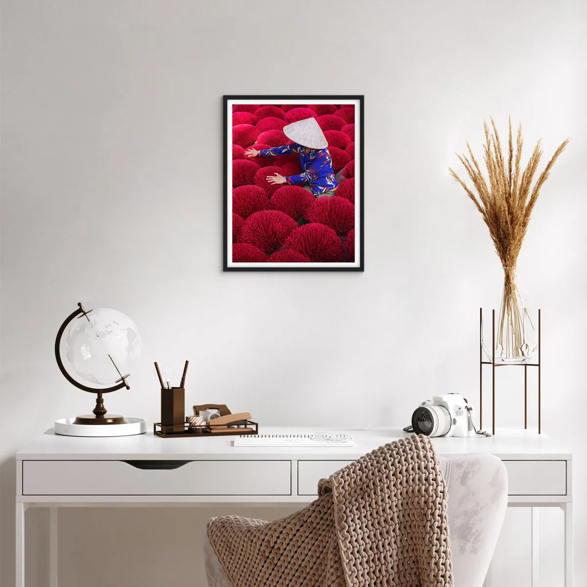 Pôster com moldura preta - No campo de arroz - 40x50 cm