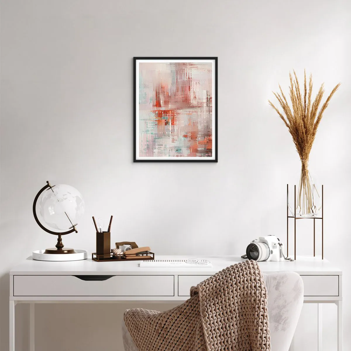 Poster in einem schwarzem Rahmen - Dunstig. Aber rosa - 40x50 cm