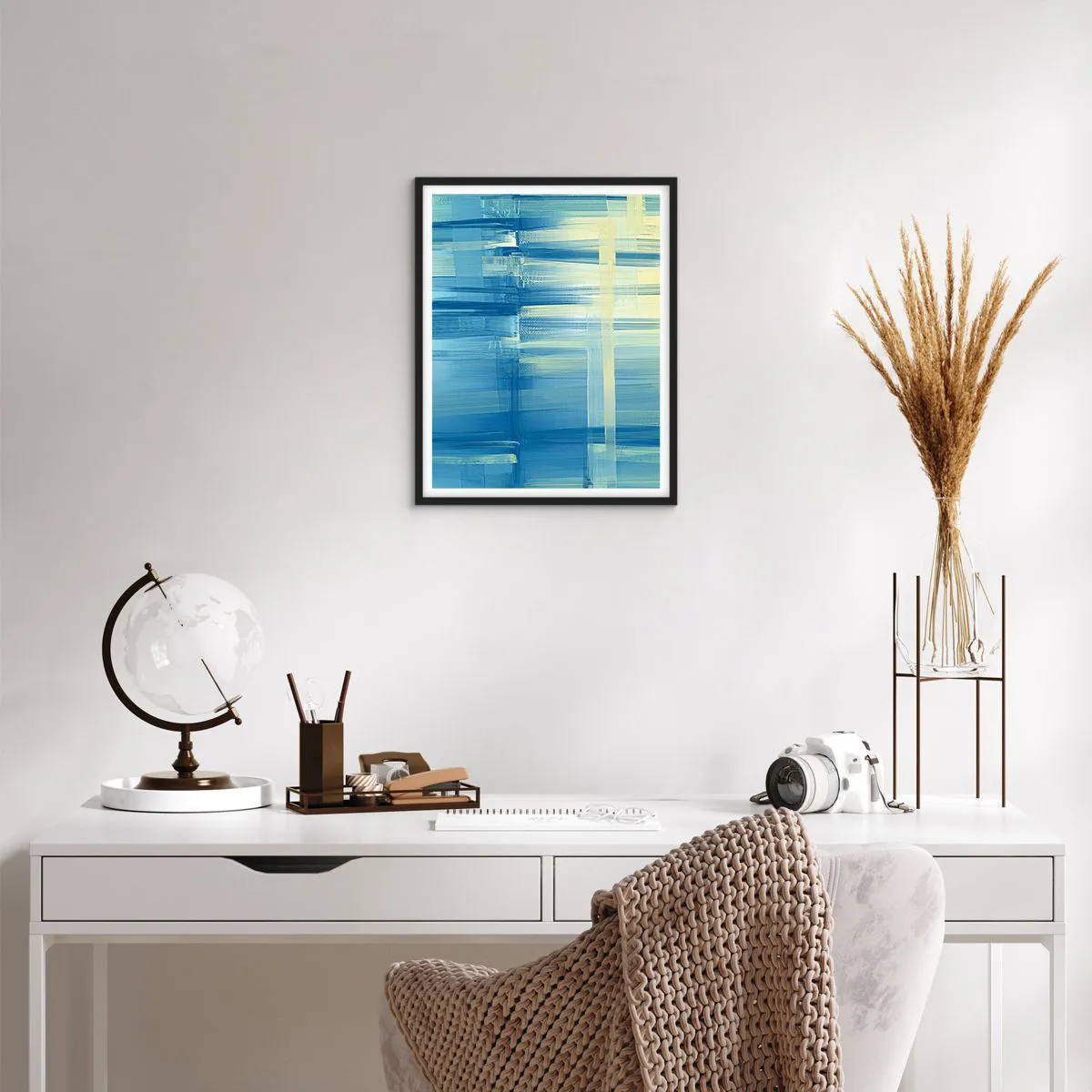 Poster in einem schwarzem Rahmen - Komposition in Türkis - 40x50 cm