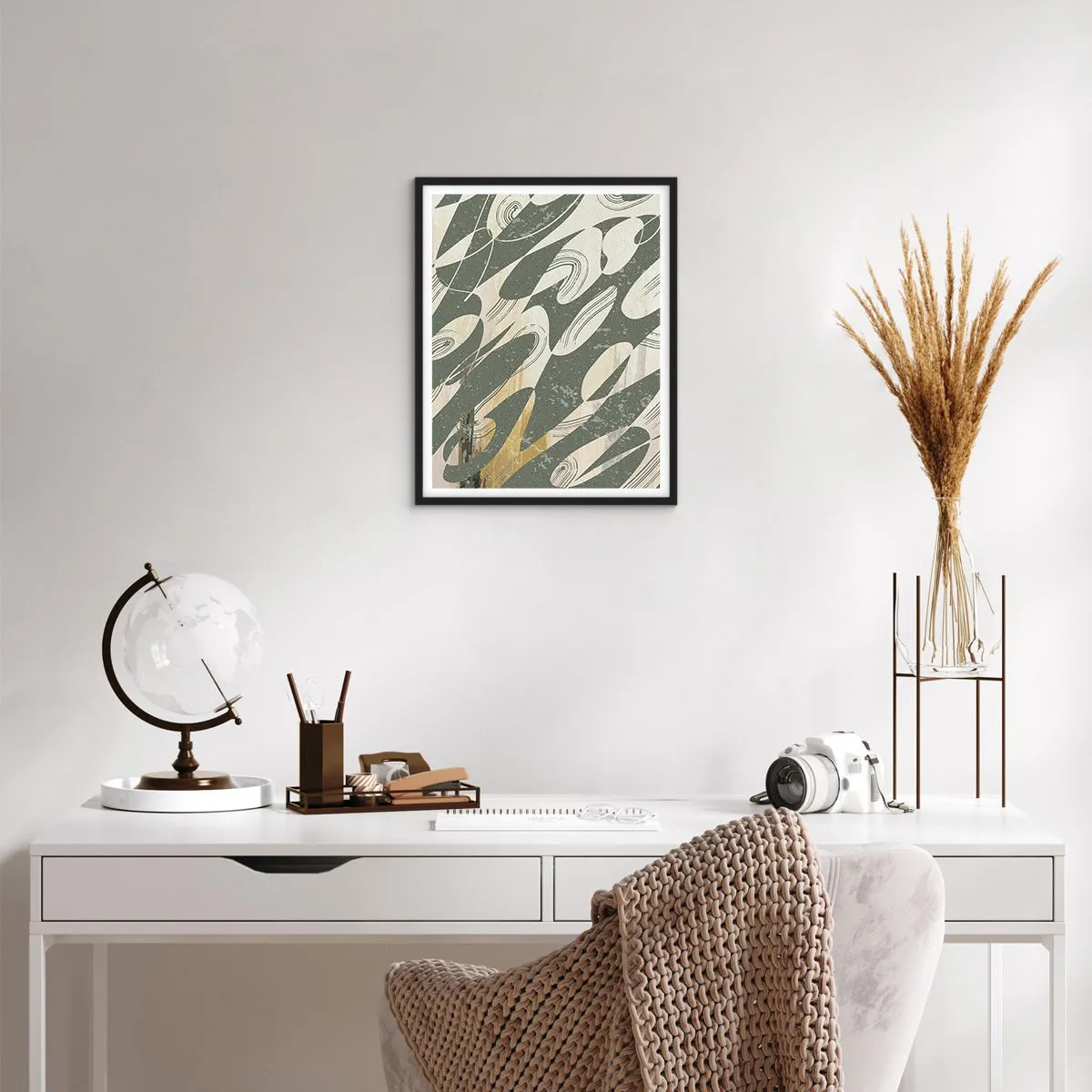 Poster in een zwarte lijst - Ritmische abstractie - 40x50 cm