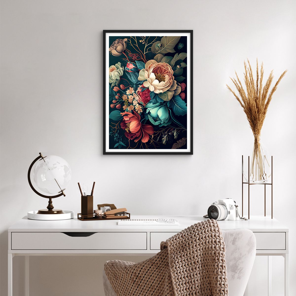 Affiche Poster Déco Murale 70x50 Cm - Fleurs Style Shabby-chic & Classique - Marque ARTTOR