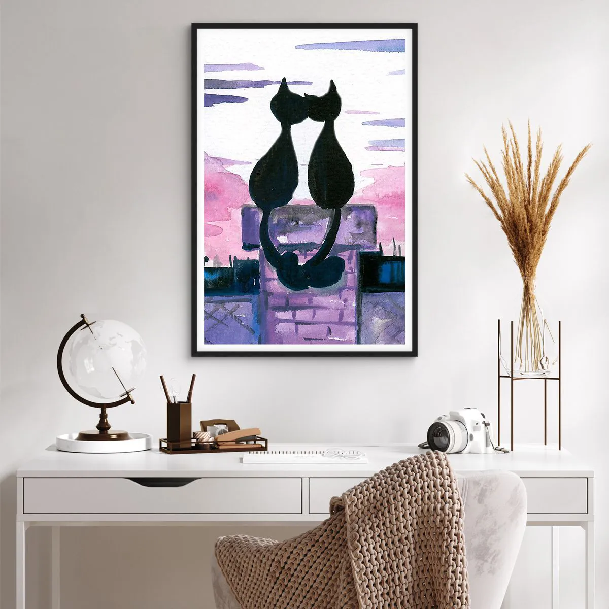 Pôster com moldura preta - Rendez-vous sob a lua - 61x91 cm