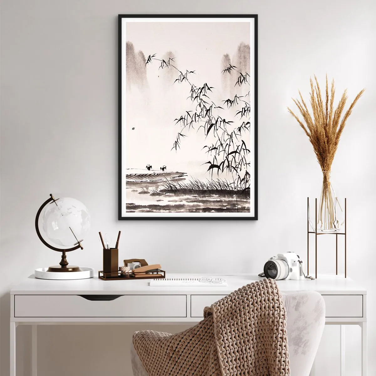 Plakát v černém rámu - Klid rýžových polí - 61x91 cm